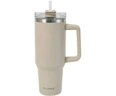 Puodelis Termosinis puodelis su šiaudeliu, smėlio spalvos, 1100 ml, nerūdijančio plieno, klausberg, kb-7944
