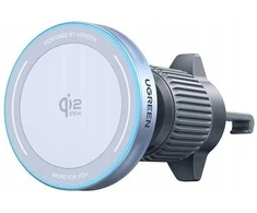 Ugreen Automobilinis magnetinis laikiklis MagFlow su belaidžiu Qi2 įkrovimu 25W, pilkas