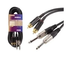 Velleman Adaptec RCA į Jack kabelis – 2 x RCA kištukas į 6,35 mm mono – 5 m