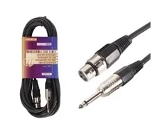 Velleman Profesionālais kabelis XLR 3pin ligzda - 6.3mm spraudnis mono 6m