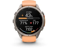 „Garmin fenix 9 Pro“ išmanusis laikrodis, „inReach“, 43 mm, titano korpusas su „Shell Rožinė“ / „Autumn Oranžinis“ spalvos silikonine apyranke