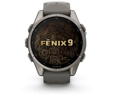 Išmanusis laikrodis Garmin fenix 9 – 43mm, Titanium with Fog Pilkas Silicone Band