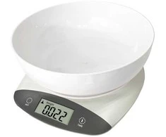 Virtuvinės svarstyklės su dubeniu Rosberg R51651Q, 5kg, 2 x AAA baterijos, LED ekranas