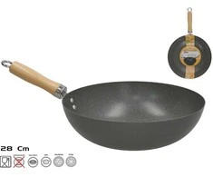 Vok keptuvė su medine rankena 28 cm, 8 x 45 x 28 cm, KITCHEN&amp;GO