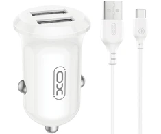 XO CC67 automobilinis įkroviklis 2xUSB 12W + C tipo laidas