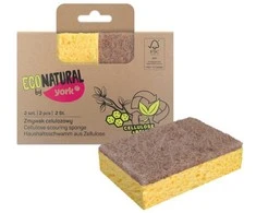 Kempinėlės su šiurkščia puse Cellulose York Eco Natural 10x7x2.5cm/2vnt.