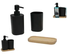 Lumarko Rinkinys muilo dozatorius ir dantų šepetėlio laikiklis juoda 9.00 x 16.00 x 18.00 BATH&amp;GO