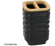 Gerimport Laikiklis ir dantų šepetėliai juoda su bambusa 7.00 x 7.00 x 10.00 BATH&amp;GO