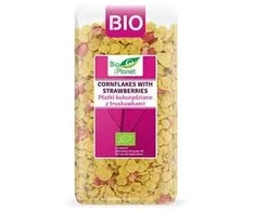 Grandininis pjūklas Ekologiški kukurūzų dribsniai su liofelizuotomis braškėmis, BIO PLANET, 250 g.