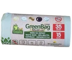 Grandininis pjūklas Kompostuojami ir biologiškai skaidūs šiukšlių maišai 35 L, 15 vnt – FROGGY (GREENBAG)