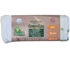 Grandininis pjūklas Kompostuojami ir Biologiškai Skaidūs Šiukšlių Maišai 60 L, 10 vnt – FROGGY (GREENBAG)