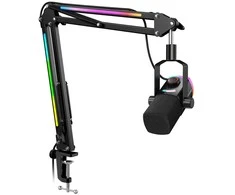 FIFINE AmpliGame AM8 PROT laidinis mikrofonas su stovu ir RGB apšvietimu USB/XLR