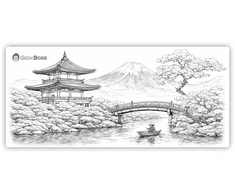 Kilimėlis Geekboss Kyoto Stillness, Engraved Linework, XL