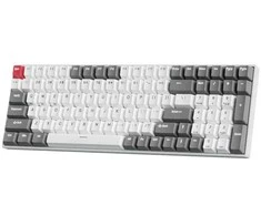 Royal Kludge RK100 Tri-mode belaidė klaviatūra | 96%, Hot-swap, Raudona Switches, US, balta