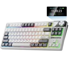 Royal Kludge S85 RGB Baltas Night belaidė klaviatūra | 80% TKL, Hot-swap, Cloud switches, US
