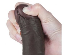 LoveToy 7.5'' slankiojančios odos dvisluoksnis diržas, juodas
