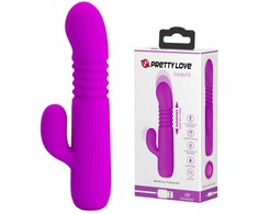 Pretty Love Vibrator Bunny su masažuokliu, slystančiu 15 cm 4 režimais