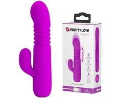 Pretty Love Vibrator Bunny su masažuokliu, slystančiu 15 cm 4 režimais