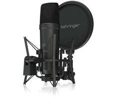 „Behringer TM1 DARK EDITION“ įrašymo rinkinys: didelės diafragmos mikrofonas + priedai