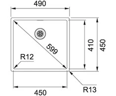 Nerūdijančio plieno plautuvė Franke Box, BXX 210/110-45, rankinis ventilis