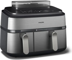 Naujiena Dviejų krepšelių gruzdintuvė su garų funkcija  Philips 5000 Series NA555/00, Sidabrinė