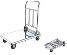 Trolley with folding handle, stainless steel