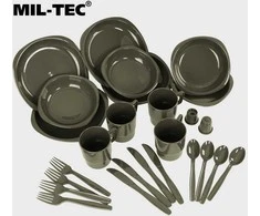 Turistinių indų ir priedų komplektas Mil-Tec 4 asmenims/26vnt. plastikinis