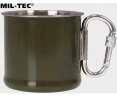Mil-Tec Metalinis puodelis su karabinu 500 ml žalia