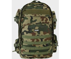 Turistinis kuprinė Grizzly 65L, Texar, atspari vandeniui, atsegama nugarėlė su kilimėlio (karimatos) funkcija, su angomis vandens gėrimo sistemai (camelback), PL Camo / Wz.93 kamufliažas