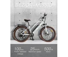 Elektrinis dviratis Bezior M2 Pro, 26", 500W, 12,5Ah, juodas