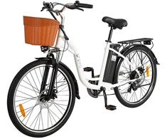 Elektrinis dviratis DYU C6, 26", 350W, 12,5Ah, baltas