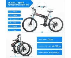 Elektrinis dviratis Kaisda K1, 26", 500W, 10,4Ah, juodas
