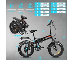 Elektrinis dviratis Kaisda K2-P-PRO, 20", 750W, 15Ah, juodas