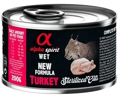 Alpha Spirit WET konservas sterilizuotoms katėms su kalakutiena 200g 6vnt (Geriausias iki 2026.06)