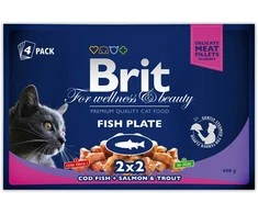 Drėgnas Kačių Maistas - BRIT Premium Cat žuvis Plate, 4x100g