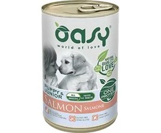 Šunų maistas - Oasy One Protein Puppy &amp; Junior lašiša 400g