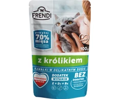 FRENDI Gabalėliai padaže su triušiena – drėgno kačių ėdalo – 100 g
