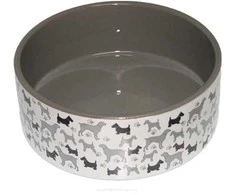 Yarro International Baltas juodas šuo keramikos dubuo 19.5x7,5 cm