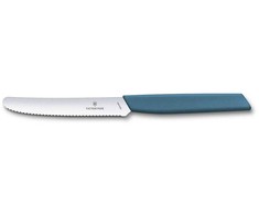 Stalo peilis Victorinox Swiss Modern 6.9006.11W41, mėlynas, dantytas, 11cm