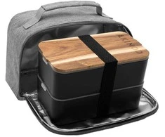 Pietų dėžutė su termo maišeliu Akinod Bento+Lunch bag 11:58 Noir/Gris, AKI000045