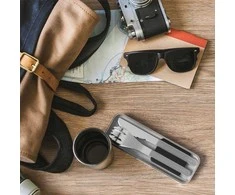Monbento Rinkinys Travel Cutlery Slim Box juoda