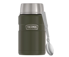 Thermos 710 ml maisto termosas su sulankstomu šaukštu ir puodeliu TERMOSAS - armijos žalias