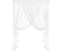 Balta paruošta užuolaida, 400x250 cm, poliesterio audinys, tvirtinimo juosta, langų dekoravimui, moderniam ir tradiciniam interjerui, dieninė užuolaida namams