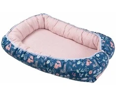Baby Matex Kūdikio lizdelis, Prestige kokonas 55x80, turkio spalvos, tamsiai rožinis, miško gyvūnai, dvipusis vystyklinis, nešiojama kūdikio lovelė, saugi miego vieta, kūdikio gultukas