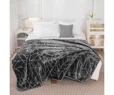 Akrilinis pledas 200x220 cm, reljefinis lapų raštas, storas šiltas užtiesalas, dekoratyvinė lovatiesė, minkštas poliesterio akrilo mišinys, namų tekstilė