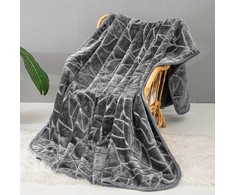 Akrilinis pledas 200x220 cm, reljefinis lapų raštas, storas šiltas užtiesalas, dekoratyvinė lovatiesė, minkštas poliesterio akrilo mišinys, namų tekstilė