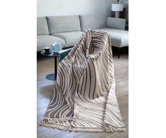 Medvilninis akrilo pledas 150x200 cm, šiltas ir minkštas, su kutais, dvipusis, smėlio kreminės spalvos, svetainei ar miegamajam, lovos užtiesalas