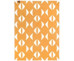 Medvilninis akrilo pledas, 150x200 cm, Dvipusis, Nertas kraštelis, Šiltas užtiesalas svetainei ar miegamajam, Garstyčių ir kreminė spalva, Minkštas lovos užtiesalas