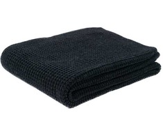 Merino vilnos pledas, 130x170 cm, grafito spalva, šildantis patalynės gaminys, briaunotas raštas, 430 g/m² tankis, namų komfortui, vilnonis užtiesalas