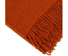 Merino vilnos pledas, 140x200 cm, oranžinis su kutais, sofai ir foteliui, dekoratyvinis užtiesalas, šiltas apklotas, vilnonis užklotas
